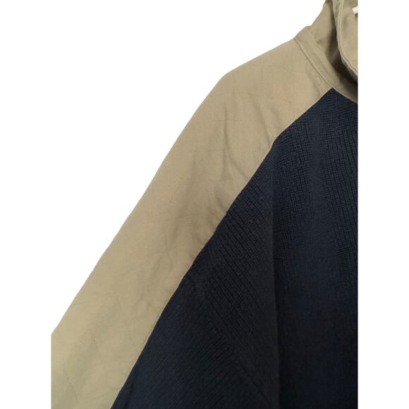 VTG Orvis Sweater Army Navy Blue Collar Quilted Canvas Shoulders Size XXL Flaw - Picture 5 of 7
